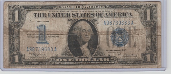 1934 U.S. $1.00 SILVER CERTIFICATE-FUNNY BACK-RARE