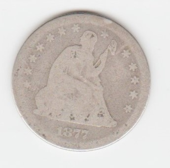 1877P SILVER SEATED LIBERTY QUARTER