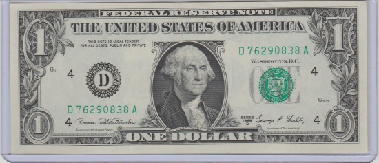 1969D UNC. U.S. $1.00 FEDERAL RESERVE NOTE