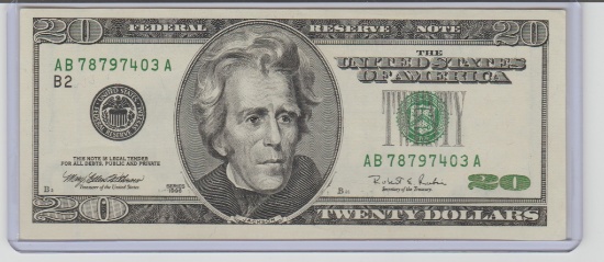 1996 UNC. U.S. $20.00 FEDERAL RESERVE NOTE