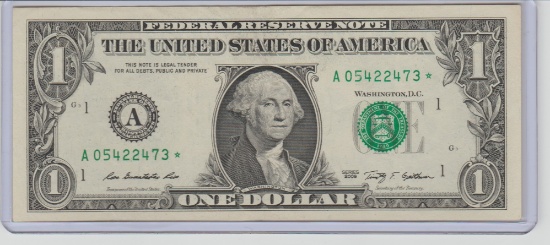 2009 UNC. U.S. UNC. $1.00 STAR FEDERAL RESERVE NOTE