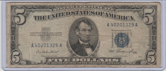 1953 U.S. $5.00 SILVER CERTIFICATE