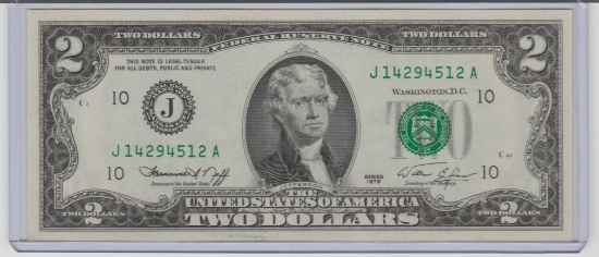 1976 UNC. U.S. $2.00 BICENTENNIAL FEDERAL RESERVE NOTE