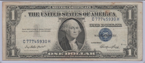 1935E U.S. $1.00 NO MOTTO SILVER CERTIFICATE