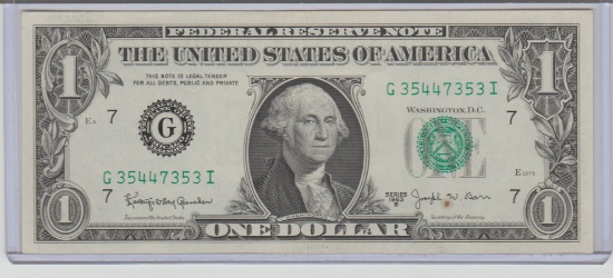 1963B UNC. U.S. $1.00 BARR FEDERAL RESERVE NOTE