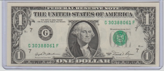 1981 UNC. U.S. $1.00 FEDERAL RESERVE NOTE