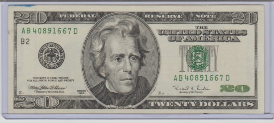 1996 UNC. U.S. $20.00 FEDERAL RESERVE NOTE