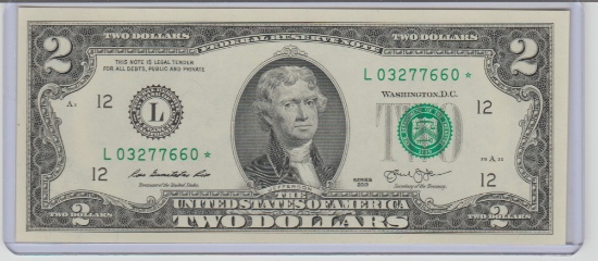 2013 UNC. U.S. $2.00 STAR FEDERAL RESERVE NOTE