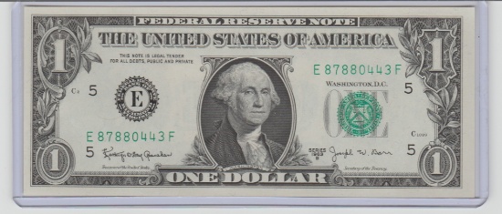 1963B UNC. U.S. $1.00 BARR FEDERAL RESERVE NOTE