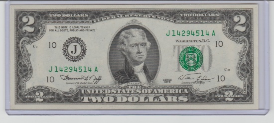 1976 UNC. U.S. $2.00 FEDERAL RESERVE NOTE