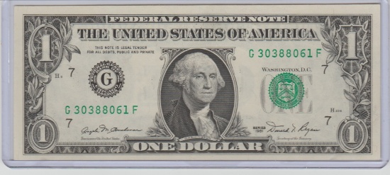 1981 UNC. U.S. $1.00 FEDERAL RESERVE NOTE