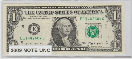 2009 UNC. U.S. $1.00 FEDERAL RESERVE NOTE