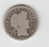 1913P SILVER BARBER DIME