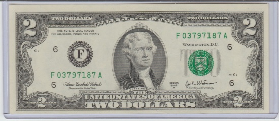 2003A UNC. $2.00 FEDERAL RESERVE NOTE