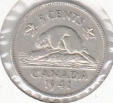 1941 CANADA 5 CENT COIN