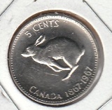 1867-1967 UNC. CANADA  5 CENT COIN