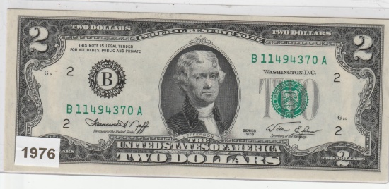 1976 UNC. U.S. $2.00 BICENTENNIAL FRN