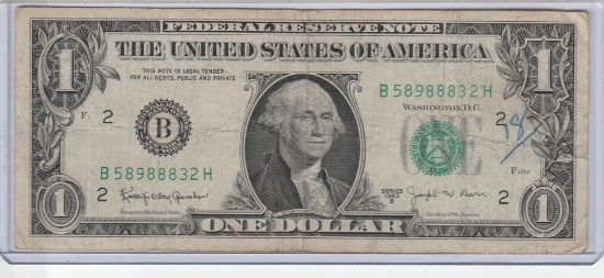 1963 B $1.00 FEDERAL RESERVE BARR NOTE