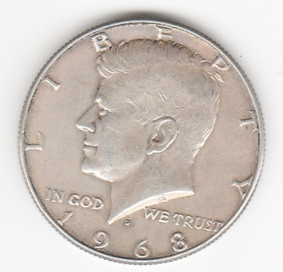 1968 D SILVER KENNEDY HALF DOLLAR