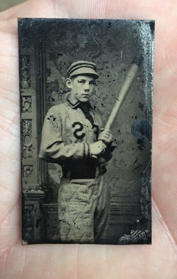 Antique Tintype baseball photograph VERY OLD Early 1900s