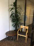 1 Desk, 4 Chairs, 3 Plants, 1 End Table, 1 First Aid Kit