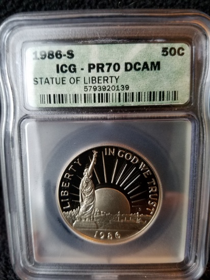 1986-s Statue of Liberty Proof Commemorative Half Dollar 50c PR70DCAM ICG