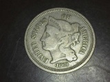 1868 Nickel Three Cent 3c F/VF