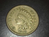 1859 Copper Nickel Indian Head Cent EF