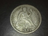 1891 Seated Liberty Dime VF