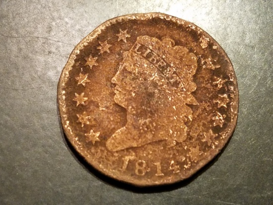 1814 Large Cent Crosslet Full Liberty