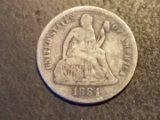 1884 Seated Liberty Dime VF