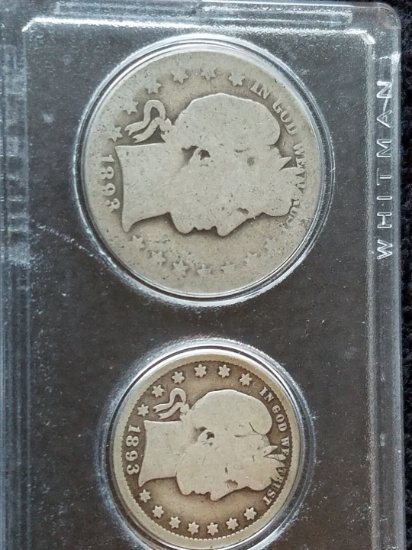 1893 Year Set Barber Half-Quarter-Dime V Nickel-Indian Head Cent