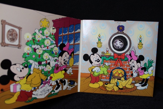 Mickey Mouse Holiday Treasures Coin 1990-91 .999 Fine Silver Limited Edition Disney/Rarities Mint