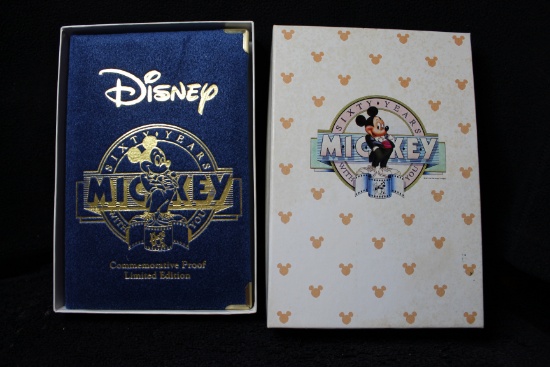 1988 DISNEY Mickey Mouse 60 Years With You STEAMBOAT WILLIE 1oz SILVER BOX COA