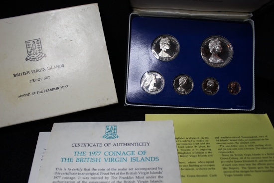 1977 British Virgin Islands Franklin Mint Gem Proof 6 Coins Silver Jubilee Set