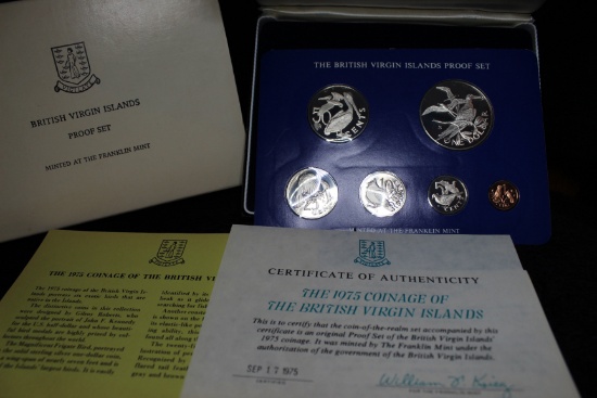 1975 British Virgin Islands Proof Set Original Sealed Sterling Silver Dollar COA