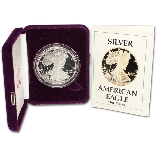 1988 1 oz. American Silver Eagle Proof Box & COA