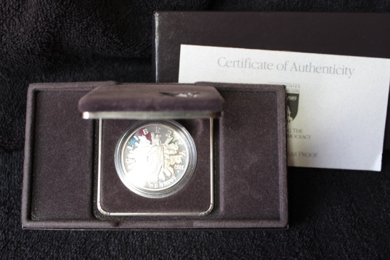 1989-s Congressional Bicentennial Proof Commem Silver Dollar BOX & COA