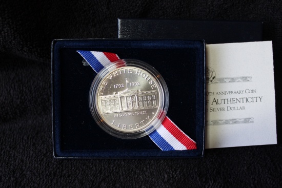 1992 White House 200th Anniversary Silver Dollar Proof BOX & COA