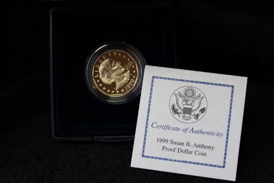 1999 Susan B Anthony Dollar Proof BOX & COA