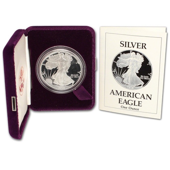 1989 1 oz. American Silver Eagle Proof Box & COA