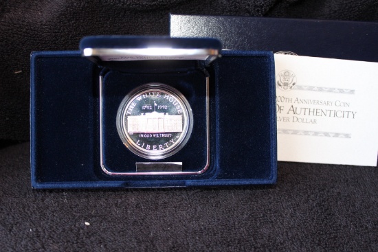 1992 White House 200th Anniversary Silver Dollar Proof BOX & COA