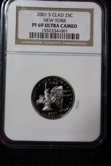 2001 S Clad New York State Quarter PF 69 ULTRA CAMEO NGC
