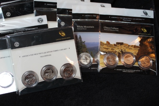 Collection of 12 P+D+S PROOF & BU US Mint America the Beautiful Quarters 2010-2013 OGP
