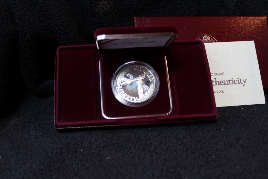 1988 US Olympics Commemorative Silver Dollar Proof BOX & COA