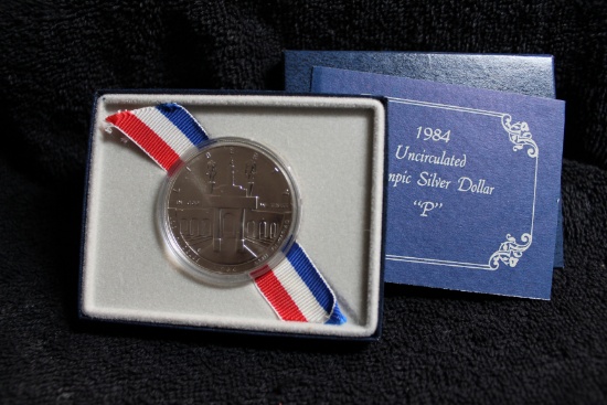 1984-P Olympic Commemorative Silver Dollar UNC BOX & COA