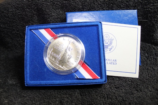 1986 Silver Statue of Liberty Commemorative UNC Silver Dollar BOX & COA