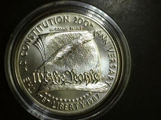 1987-p Constitution Bicentennial Commemorative Silver Dollar UNC