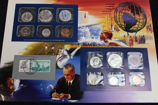1964 P+D US Mint Set with Commemorative  Stamps