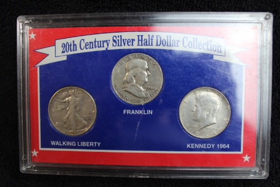 20th Century Silver Half Dollar Collection--Walking Liberty-Franklin-Kennedy